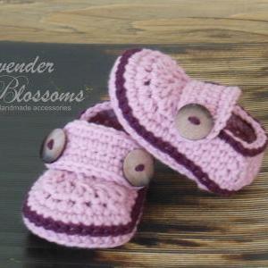 Pink Baby Booties Crochet baby booties baby button loafers