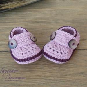 Pink Baby Booties Crochet Baby Booties Baby Button..