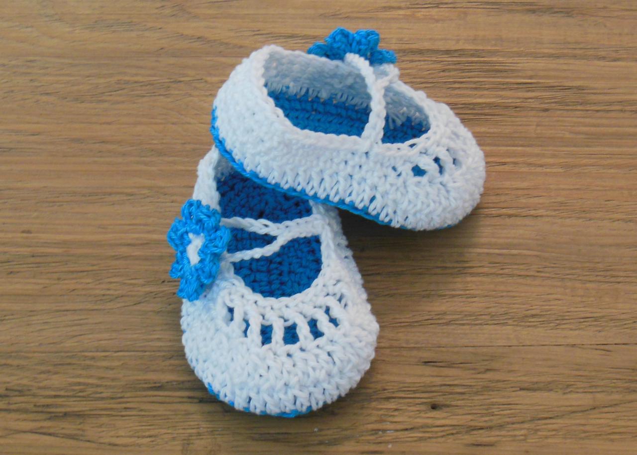 Cotton Baby Shoes Mary Jane Shoes Crochet Newborn Shoes Baby Shoes on